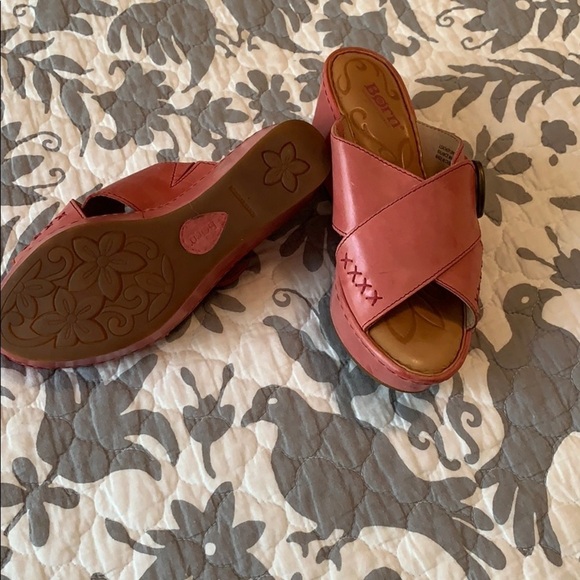 Born Leather Slip-On Wedge Sandals - Picture 2 of 7